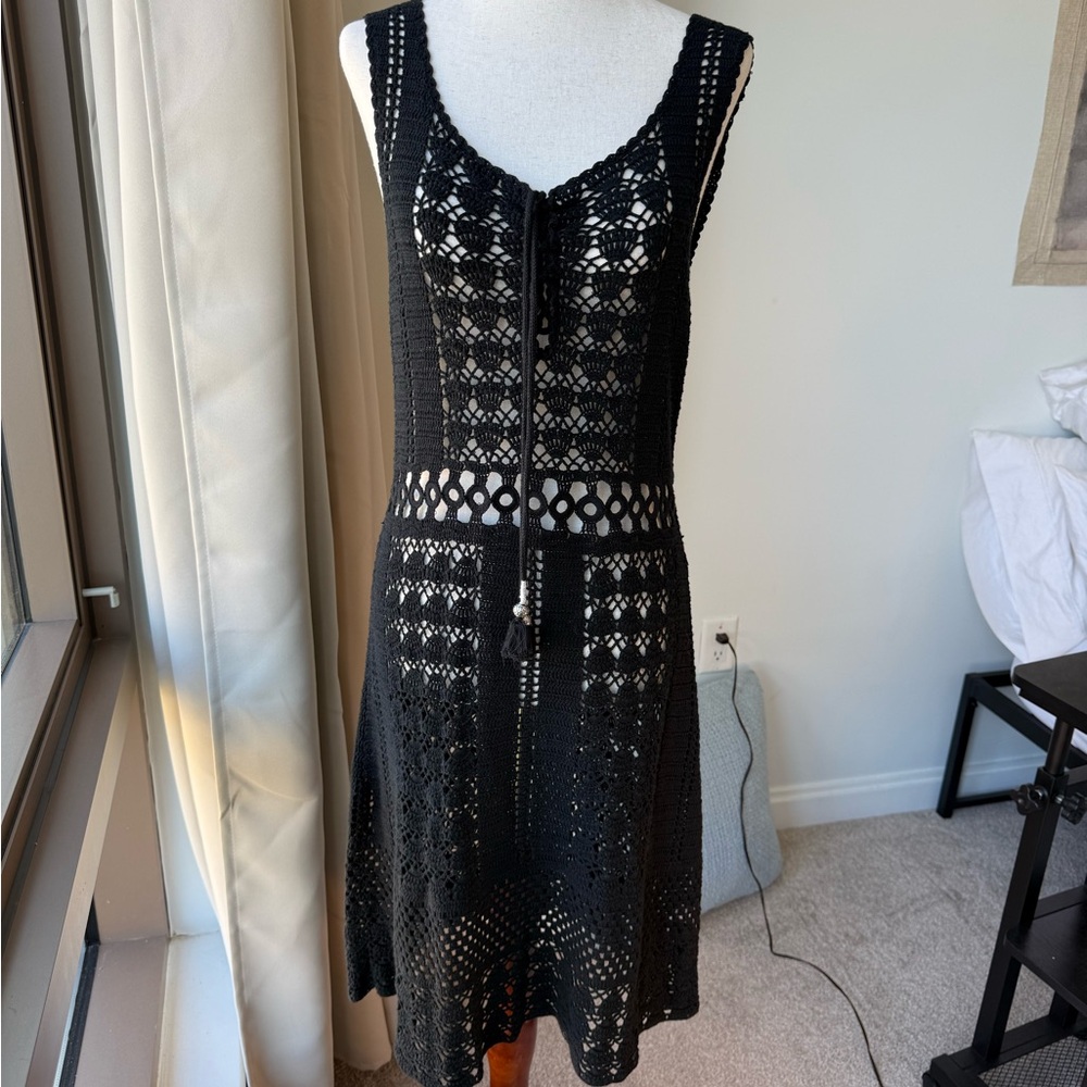 Calypso St. Barth Black Crochet Dress Sleeveless Scoop Neck - Picture 2 of 10